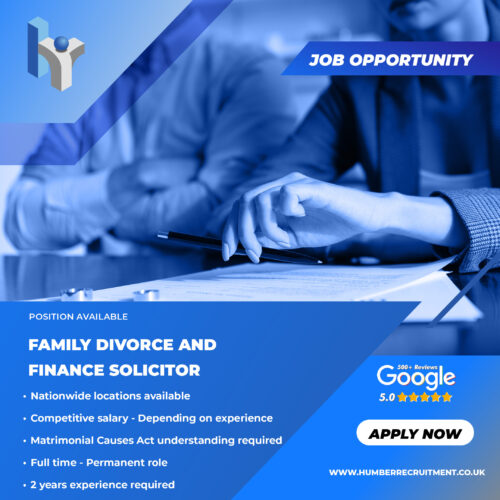 Family Divorce and Finance Solicitor vacancy job advert for Humber Recruitment