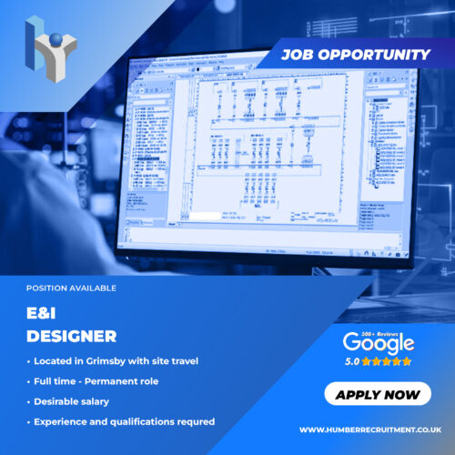 E and I Designer job vacancy in Grimsby for Humber Recruitment