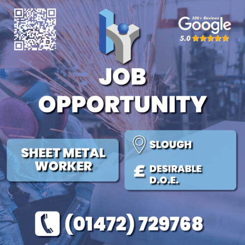 Sheet Metal Worker in Slough job advert for Humber Recruitment