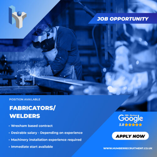 Fabricator Welder vacancies in Wrexham from Humber Recruitment
