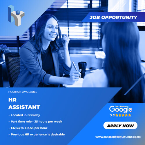 HR Assistant Job Advert from Humber Recruitment for a client in Grimsby