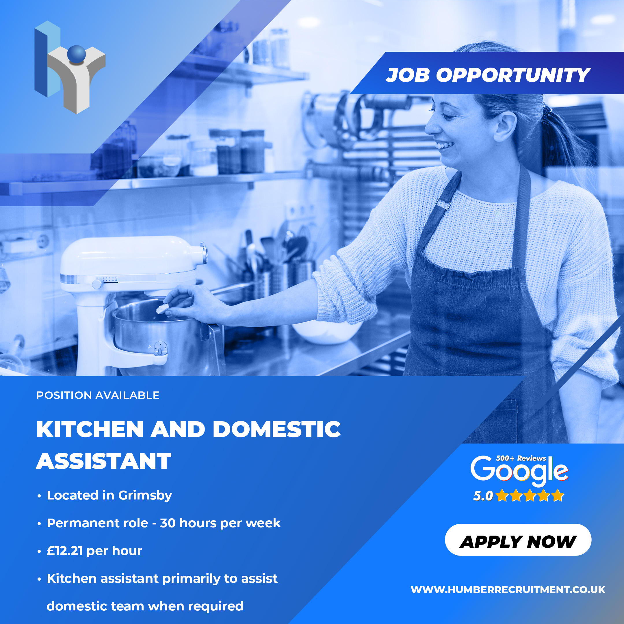 Kitchen and Domestic Assistant job advert for a vacancy with Humber Recruitment