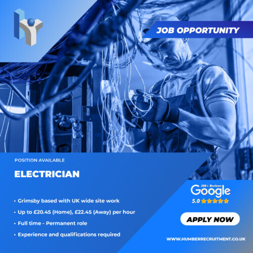 Electrician vacancy in Grimsby from Humber Recruitment