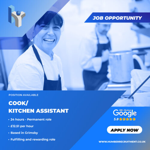 Cook/Kitchen Assistant job advert from Humber Recruitment in Grimsby.