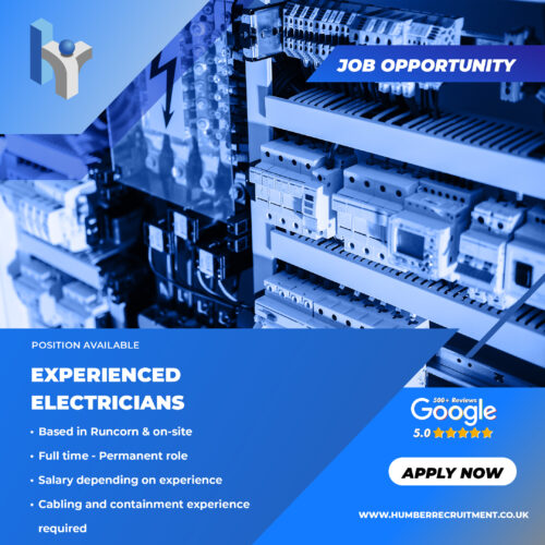 Experienced Electrician vacancies in Runcorn from Humber Recruitment