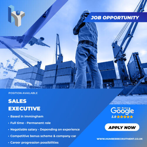 Sales Executive job advert from Humber Recruitment in Immingham