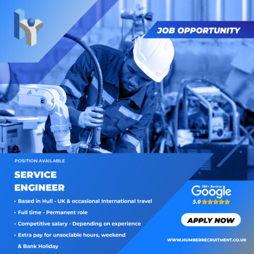 Service Engineer job vacancy from Humber Recruitment for a client in Hull