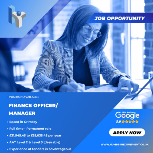 Finance Officer/Manager vacancy from Humber Recruitment