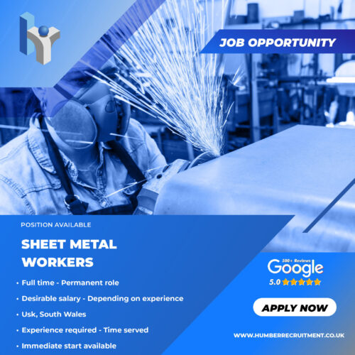 Sheet Metal Worker vacancies in Usk South Wales from Humber Recruitment