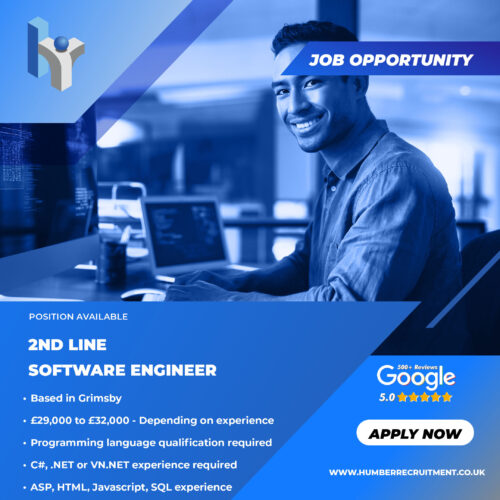 2nd Line Software Engineer job vacancy in Grimsby from Humber Recruitment