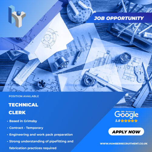 Technical Clerk job vacancy advert from Humber Recruitment
