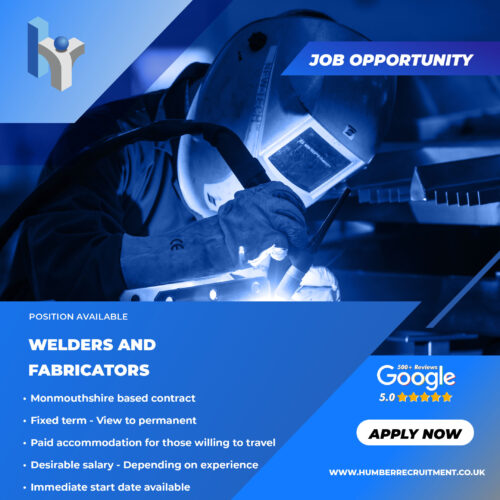 Welder and Fabricator vacancies in Monmouthshire from Humber Recruitment