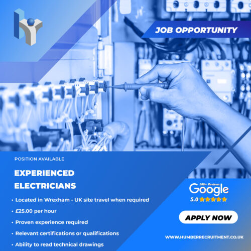 Electrician vacancies in Wrexham from Humber Recruitment