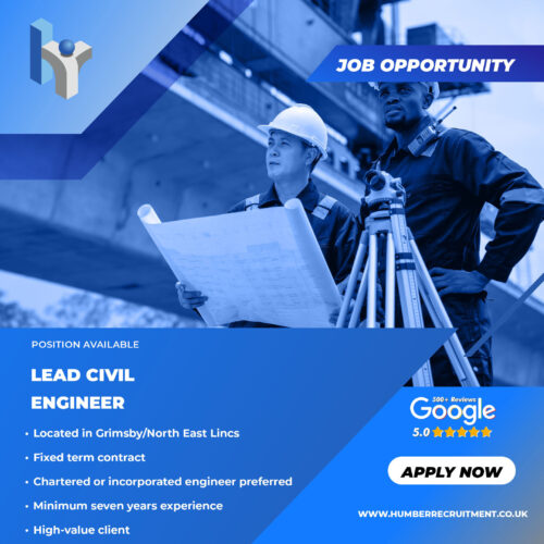 Lead Civil Engineer Job Vacancy from Humber Recruitment in Grimsby