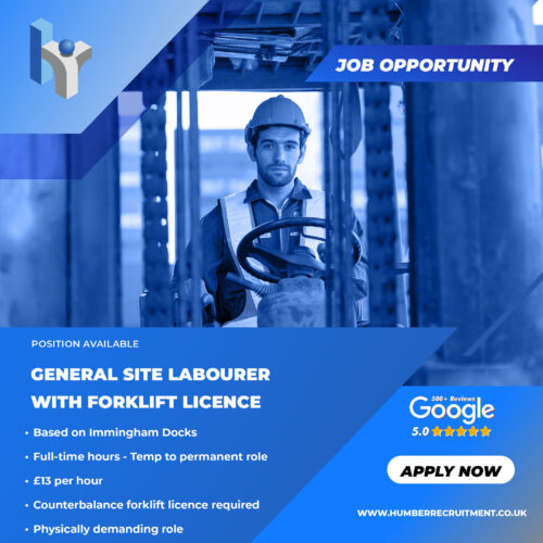 General site labourer job advert from Humber Recruitment