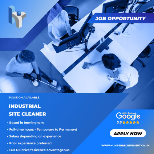 Industrial Site Cleaner job vacancy in Immingham from Humber Recruitment