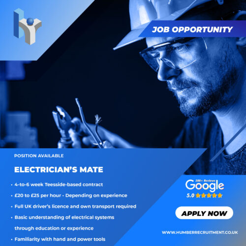 Electrician's Mate job vacancy in Teesside from Humber Recruitment