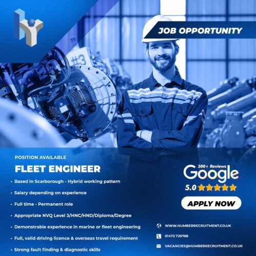 Fleet Engineer job vacancy in Scarborough on a hybrid working basis from Humber Recruitment