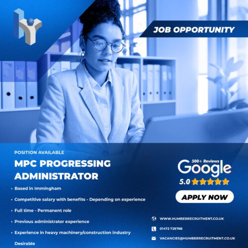 MPC Progressing Administrator job vacancy in Immingham from Humber Recruitment
