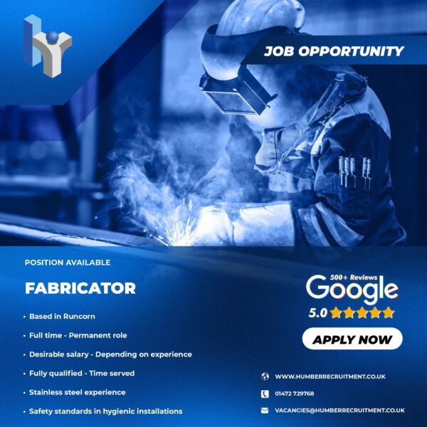 Fabricator vacancy in Runcorn from Humber Recruitment for Allied Protek