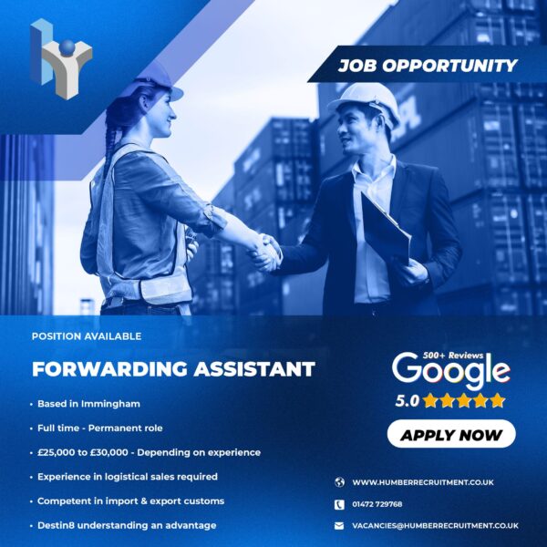 Forwarding Assistant job vacancy in Immingham from Humber Recruitment