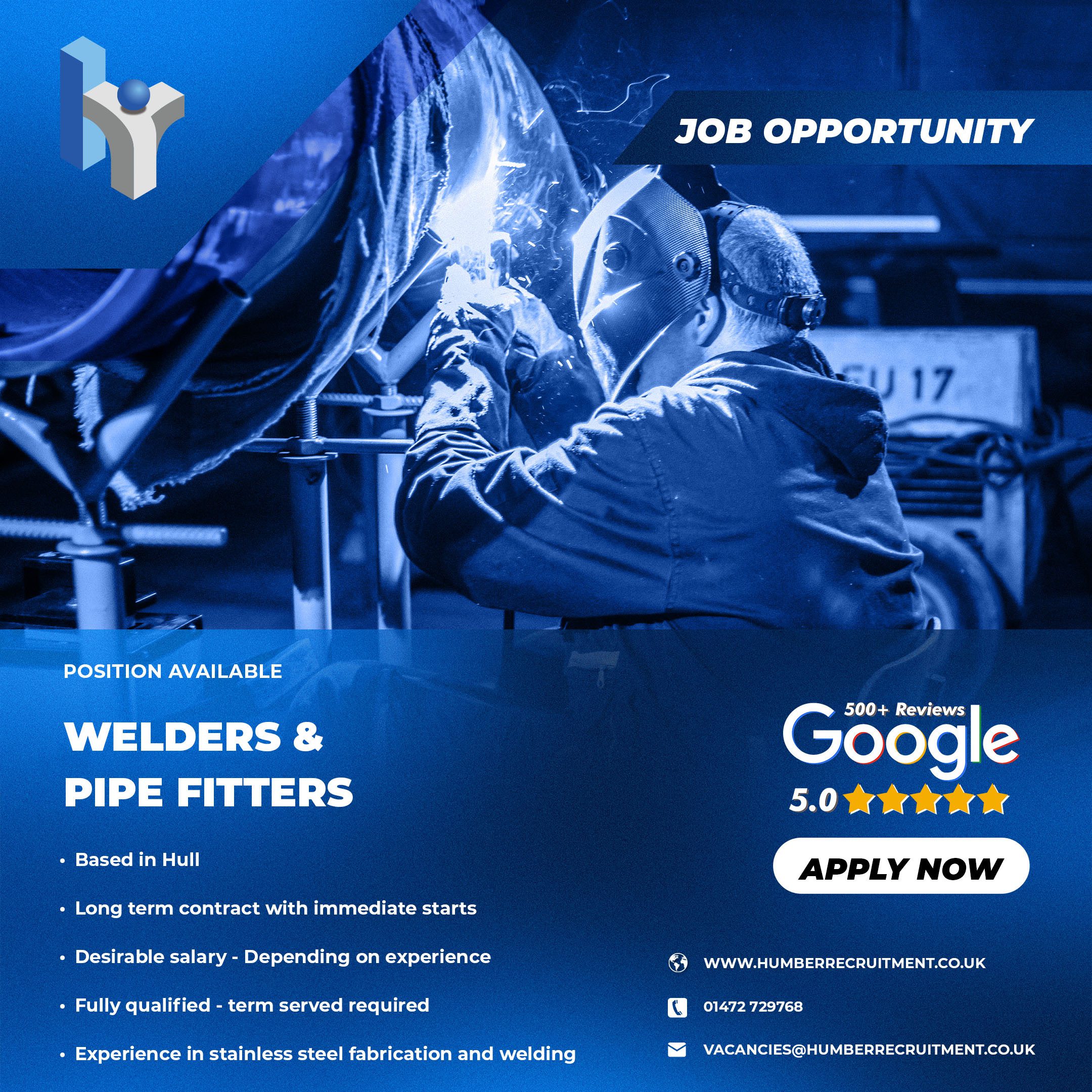 Welder and Pipefitter vacancies in Hull from Humber Recruitment