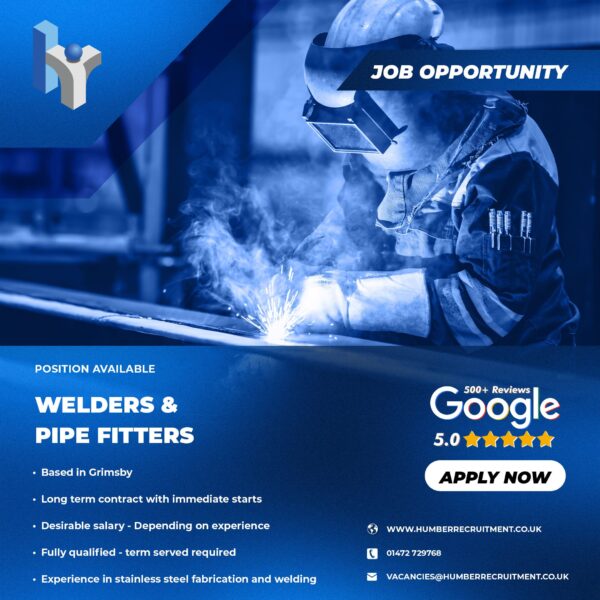 Welder and Pipefitter vacancies in Grimsby from Humber Recruitment
