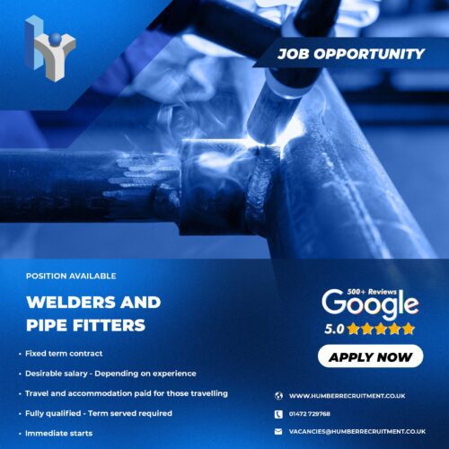 Welder and Pipefitter vacancies from Humber Recruitment for Allied Protek