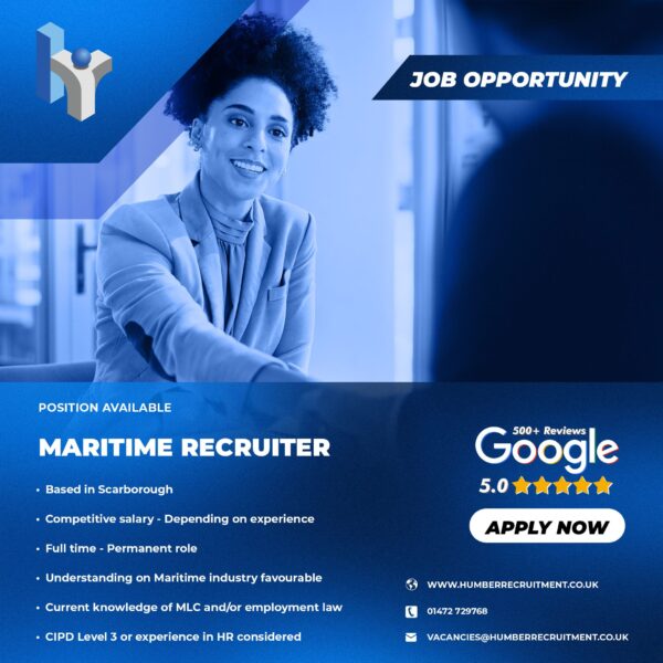 Maritime Recruiter job vacancy in Scarborough from Humber Recruitment
