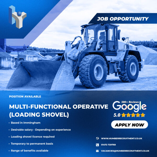 Multi Functional Operative with Loading Shovel licence vacancy from Humber Recruitment