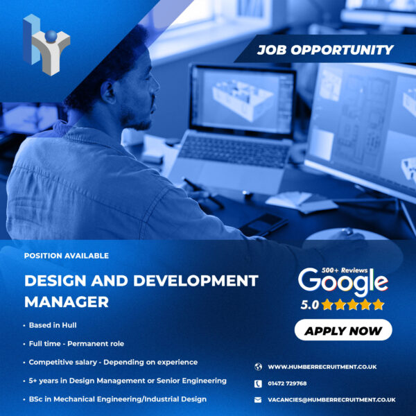 Design and Development Manager vacancy in Hull from Humber Recruitment working with Food Automation & Dosing Systems