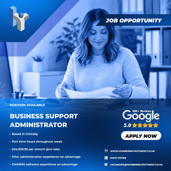 Business Support Administrator job vacancy in Grimsby