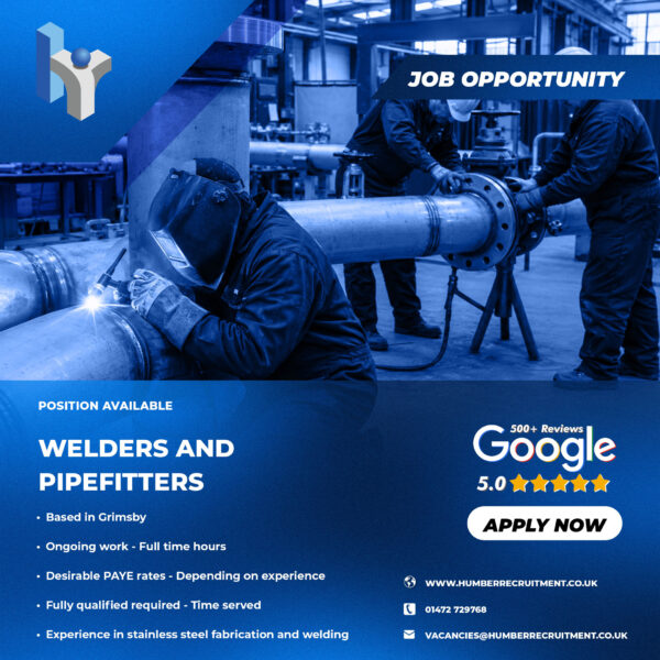 Welder and Pipefitter vacancies from Humber Recruitment for Allied Protek