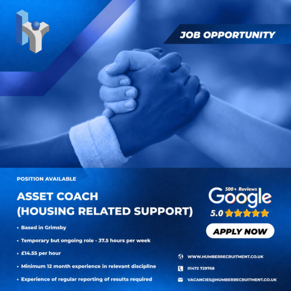 Asset Coach job vacancy from Humber Recruitment in Grimsby